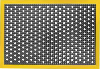 ESD Anti-Fatigue Floor Mat with Holes & 5 cm Yellow Bevel | Infinity Bubble ESD | Black | 90 x 300 cm